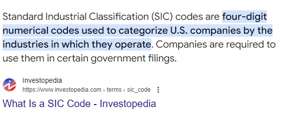 What is a SIC Code?