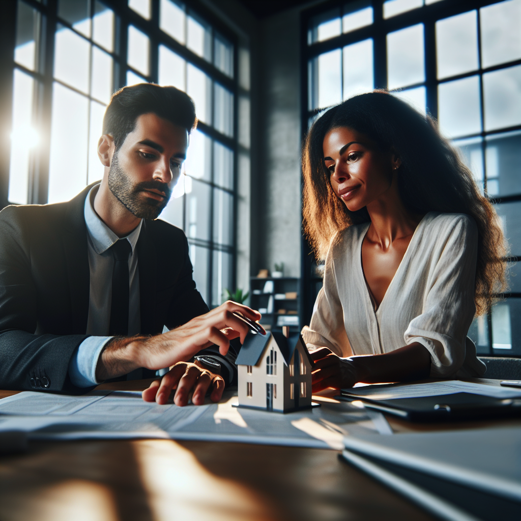 Two mortgage professionals reviewing community engagement charts on a laptop, highlighting 2025 mortgage sales trends and peer-driven strategies.