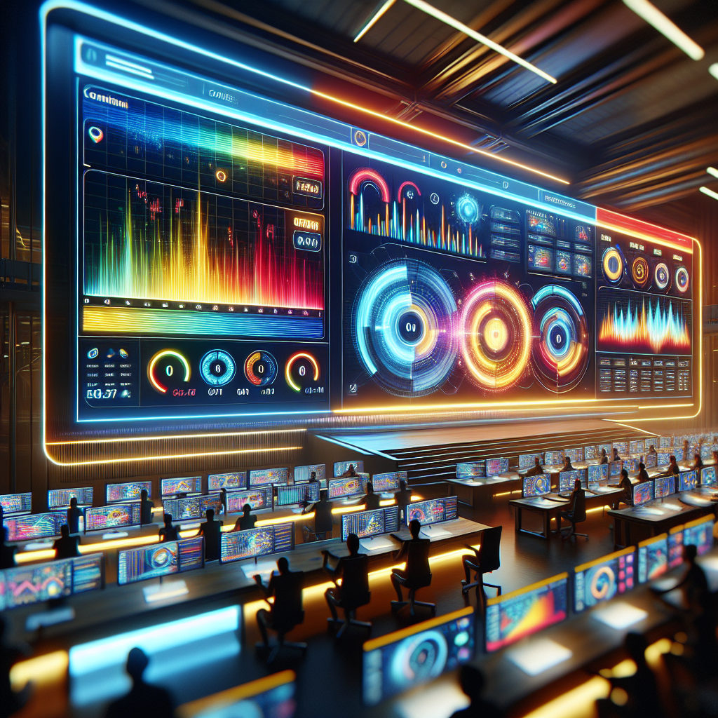 Colorful digital dashboard showing users interacting with gamified quizzes and challenges, representing interactive content marketing trends.