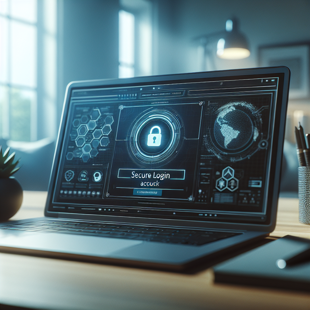 Illustration of a secure login alert appearing on a laptop screen, symbolizing trust and automation in mortgage direct marketing.