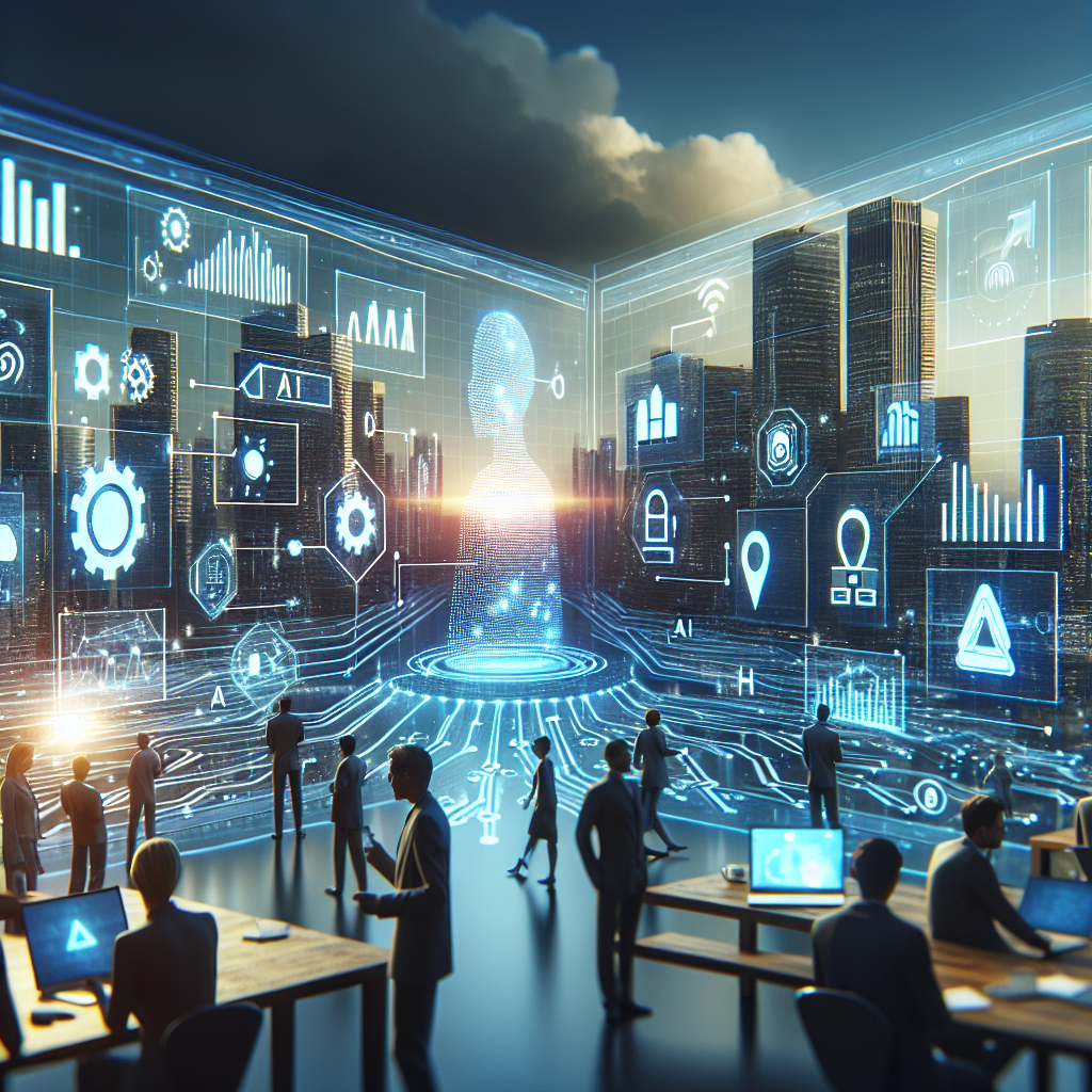 AI-driven B2B leads contact boost: A digital landscape with AI icons and data analytics, showcasing tech-driven prospecting.