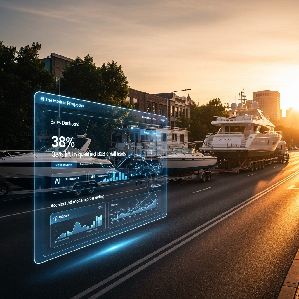 Sales dashboard showing 38% lift in qualified b2b email leads as AI highlights warm accounts and accelerates modern prospecting