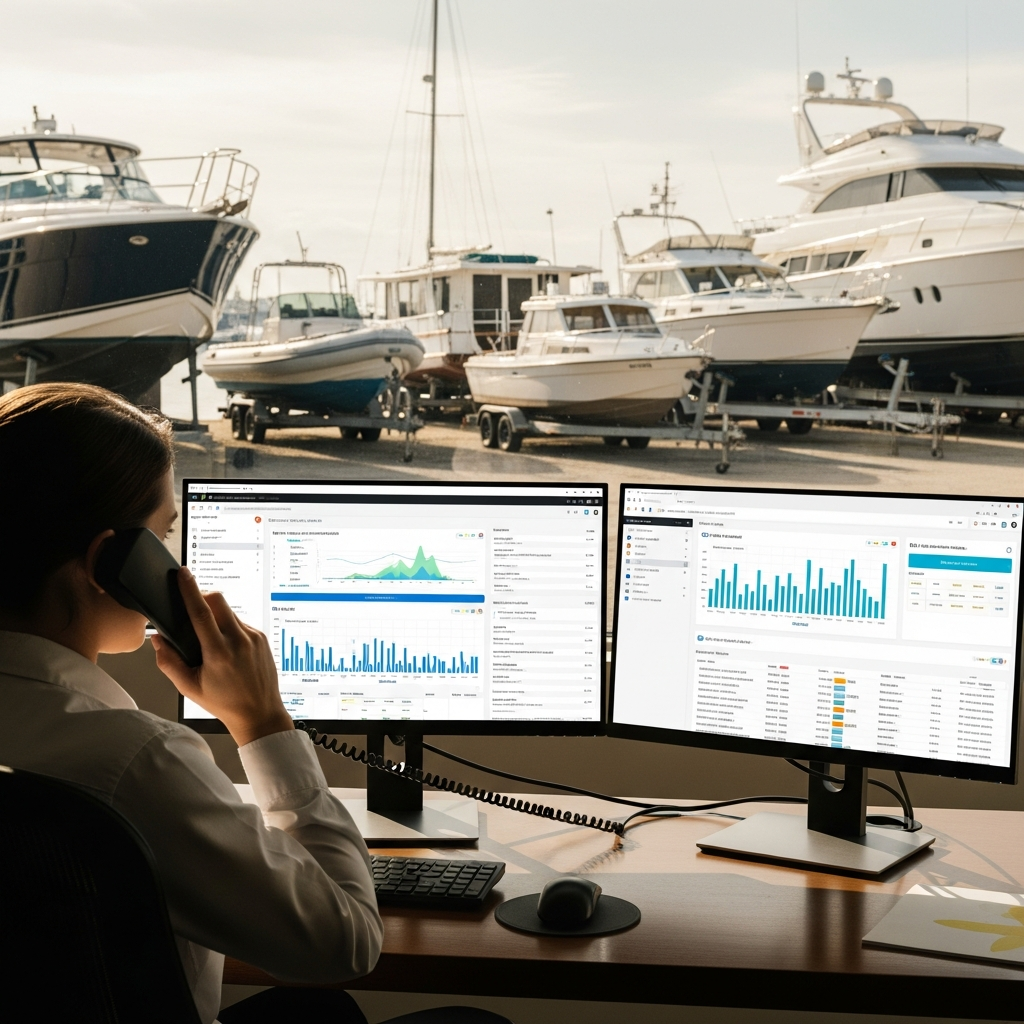 Loan officer making focused cold calls at a desk, using CRM data dashboards to support effective mortgage sales training
